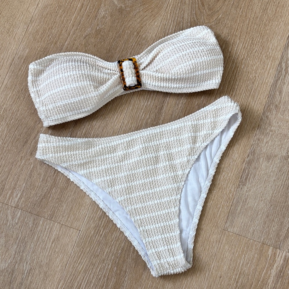 NWOT Textured Cream Bikini Set